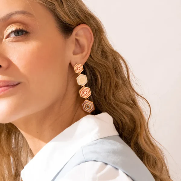 Hexagon Earring Multicolored