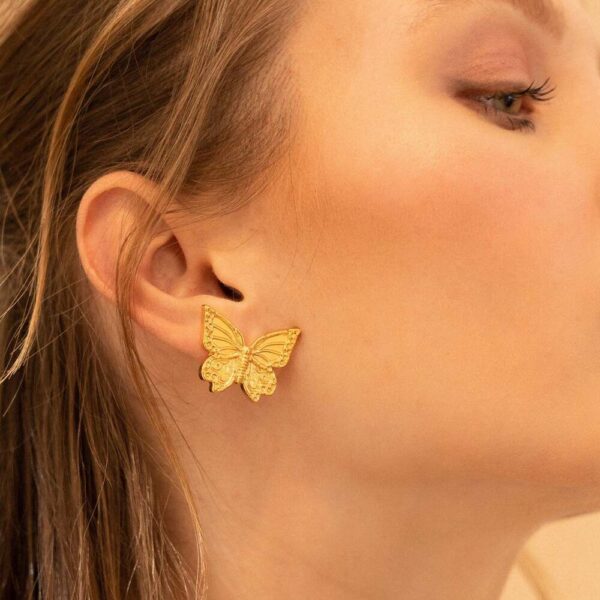 Golden Butterfly Stud - Image 2