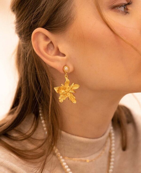 Golden Orchid Earrings - Image 2