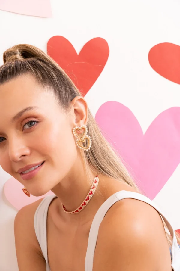 Heart Earrings with Pearls