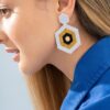 Hexagon Earrings Blue