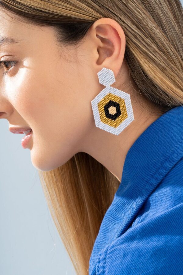 Hexagon Earrings Blue