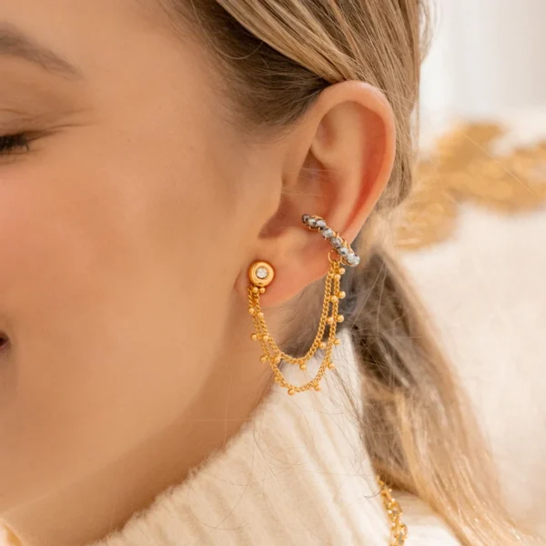 Set Crystal Earrings + Woven Ear Cuff - Image 2