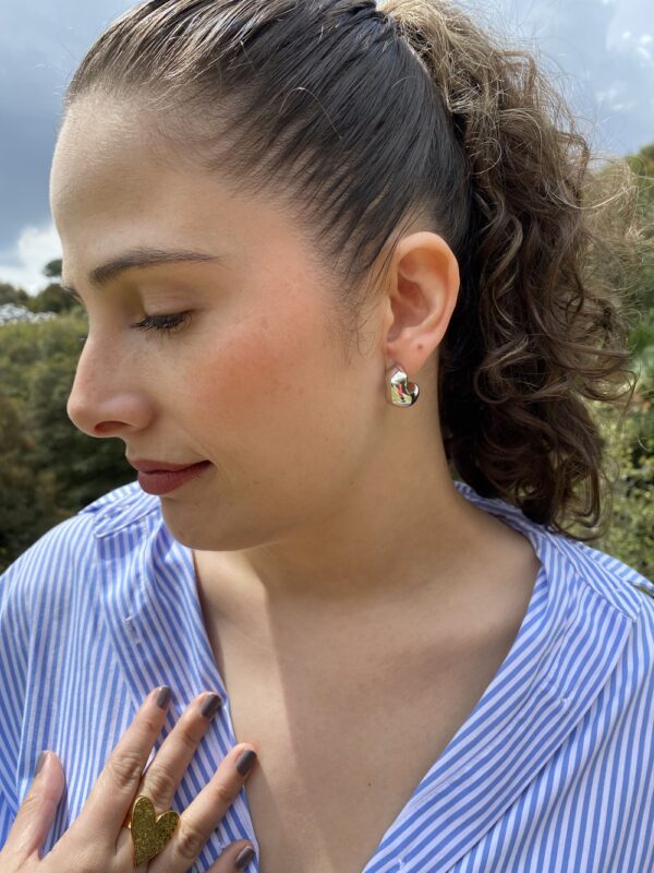 Silver Chunky Irregulars Hoops - Image 2