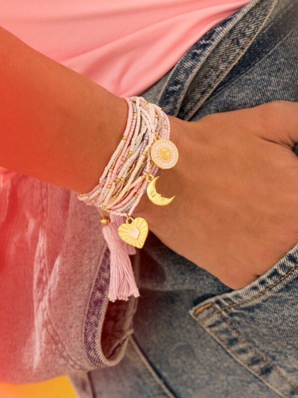 Multicharm Bracelet Pink and Lila