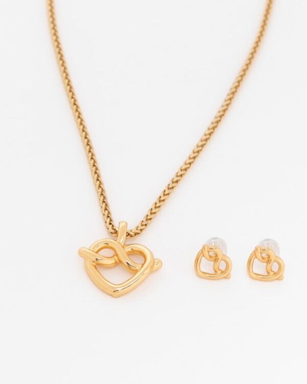 Set Heart Bow Necklace + Earrings